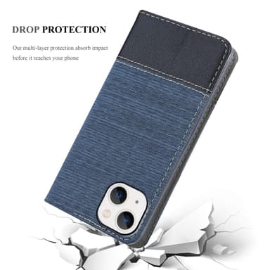 iPhone 14 PLUS Suojakuori Lompakkokotelo (Sininen)