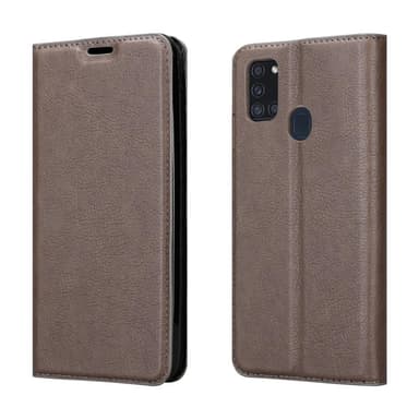 Samsung Galaxy A21s Suojakuori Lompakkokotelo (Ruskea)