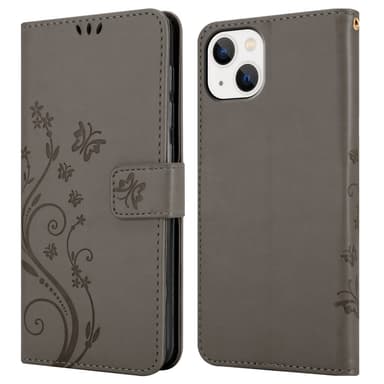 iPhone 14 Suojakuori Lompakkokotelo (harmaa)