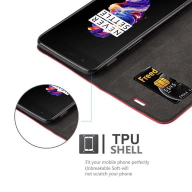 OnePlus 5 Suojakuori Lompakkokotelo (Punainen)