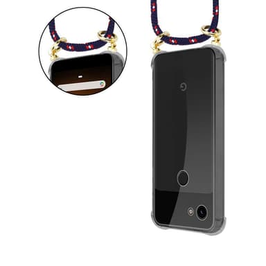 Google PIXEL 3A Suojakuori Kotelo Ketju (Sininen)
