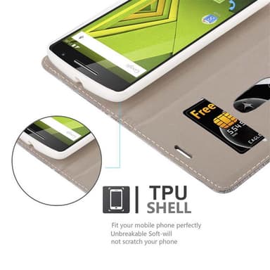 Motorola MOTO X PLAY Suojakuori Lompakkokotelo (harmaa)