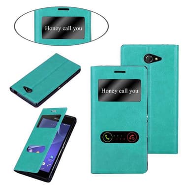 Lompakkokotelo Sony Xperia M2 / M2 AQUA Case (Turkoosi)