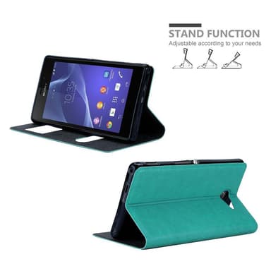 Lompakkokotelo Sony Xperia M2 / M2 AQUA Case (Turkoosi)
