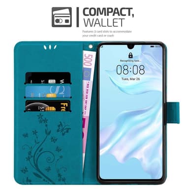 Huawei P30 Suojakuori Lompakkokotelo (Sininen)