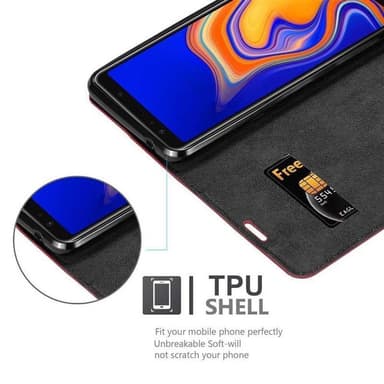 Samsung Galaxy A6s Suojakuori Lompakkokotelo (Punainen)