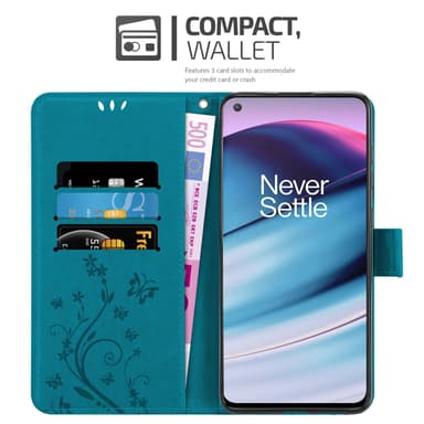 OnePlus Nord CE 5G Suojakuori Lompakkokotelo (Sininen)