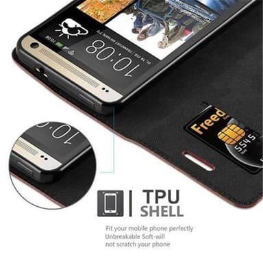HTC ONE M7 Suojakuori Lompakkokotelo (Ruskea)