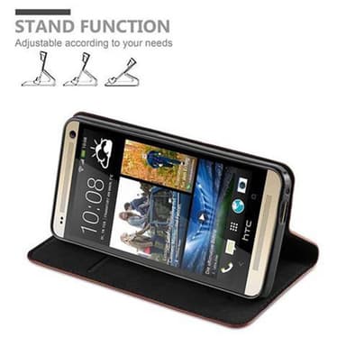 HTC ONE M7 Suojakuori Lompakkokotelo (Ruskea)