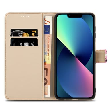 iPhone 13 Suojakuori Lompakkokotelo (Vaaleanpunainen)