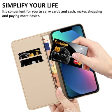 iPhone 13 Suojakuori Lompakkokotelo (Vaaleanpunainen)
