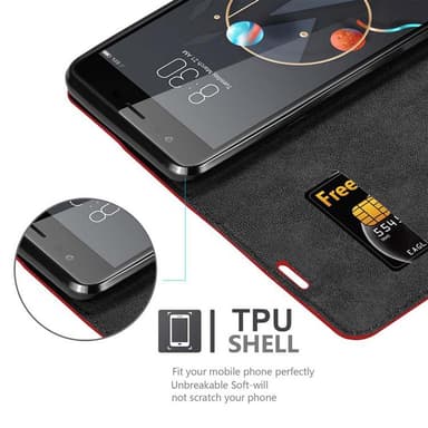 ZTE Nubia M2 Suojakuori Lompakkokotelo (Punainen)