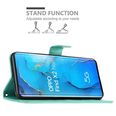 Oppo FIND X2 NEO Suojakuori Lompakkokotelo (Turkoosi)