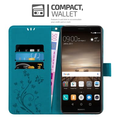 Huawei MATE 9 Suojakuori Lompakkokotelo (Sininen)