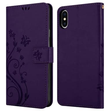iPhone X / XS Suojakuori Lompakkokotelo (Violetti)