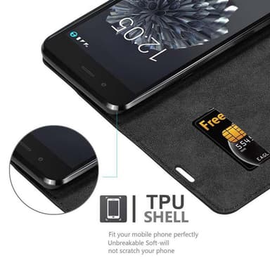 BQ Aquaris X5 PLUS Suojakuori Lompakkokotelo (Musta)