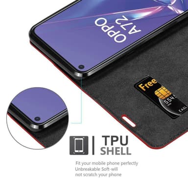 Oppo A52 Suojakuori Lompakkokotelo (Punainen)