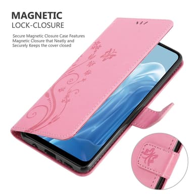 Realme 7 5G Suojakuori Lompakkokotelo (Vaaleanpunainen)