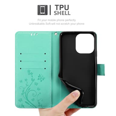 iPhone 14 PRO Suojakuori Lompakkokotelo (Turkoosi)