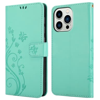 iPhone 14 PRO Suojakuori Lompakkokotelo (Turkoosi)