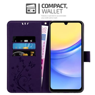 Samsung Galaxy A15 Suojakuori Lompakkokotelo (Violetti)