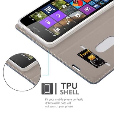 Nokia Lumia 540 Suojakuori Lompakkokotelo (Sininen)
