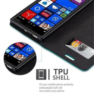 Nokia Lumia 830 Suojakuori Lompakkokotelo (Turkoosi)