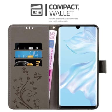 Huawei P30 PRO Suojakuori Lompakkokotelo (harmaa)