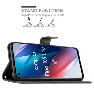 Oppo FIND X3 LITE Suojakuori Lompakkokotelo (harmaa)