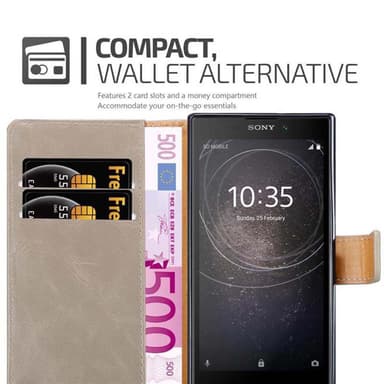 Sony Xperia L2 Suojakuori Lompakkokotelo (Ruskea)