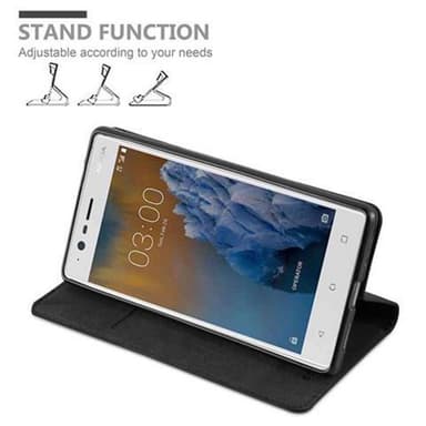 Nokia 3 2017 Suojakuori Lompakkokotelo (Musta)