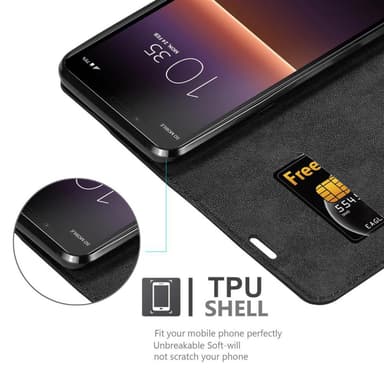 Sony Xperia 10 II Suojakuori Lompakkokotelo (Musta)