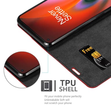 OnePlus Nord 2 5G Suojakuori Lompakkokotelo (Punainen)