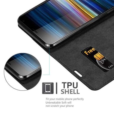 Sony Xperia 10 PLUS Suojakuori Lompakkokotelo (Musta)