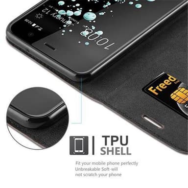 HTC U PLAY Suojakuori Lompakkokotelo (Ruskea)