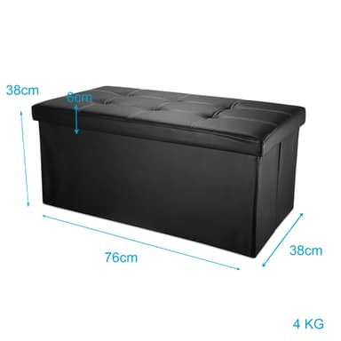Taitettava penkki 78x38x38 Jakkara Istuinkuutio (musta)