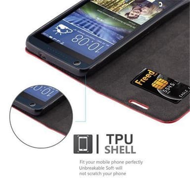 HTC Desire 626G Suojakuori Lompakkokotelo (Punainen)