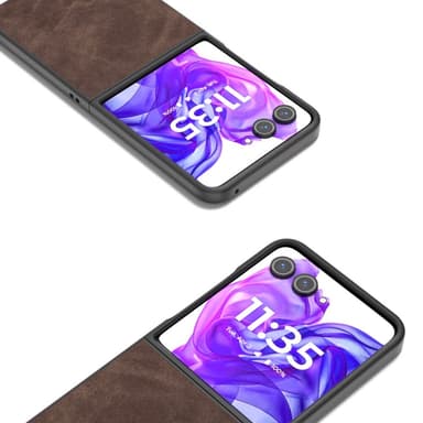 SKALO Motorola Razr 50 Ultra 5G ABEEL PU Nahka Fold Suojakuori - Ruskea