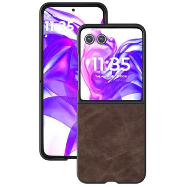SKALO Motorola Razr 50 Ultra 5G ABEEL PU Nahka Fold Suojakuori - Ruskea