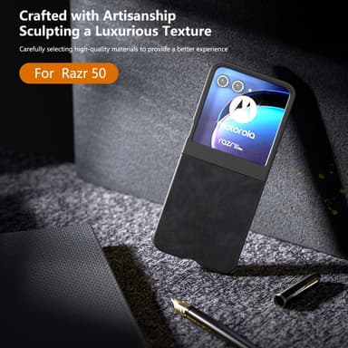 SKALO Motorola Razr 50 5G ABEEL PU Nahka Fold Suojakuori - Musta