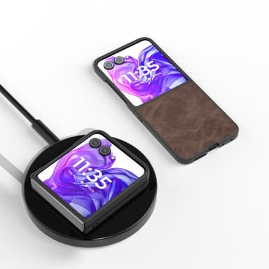 SKALO Motorola Razr 50 Ultra 5G ABEEL PU Nahka Fold Suojakuori - Ruskea