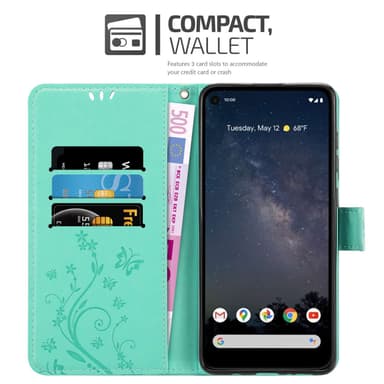 Google PIXEL 4A 5G Suojakuori Lompakkokotelo (Turkoosi)