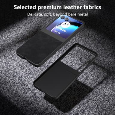 SKALO Motorola Razr 50 5G ABEEL PU Nahka Fold Suojakuori - Musta