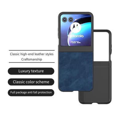 SKALO Motorola Razr 50 5G ABEEL PU Nahka Fold Suojakuori - Sininen