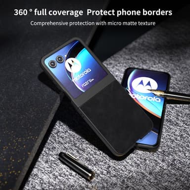 SKALO Motorola Razr 50 5G ABEEL PU Nahka Fold Suojakuori - Musta