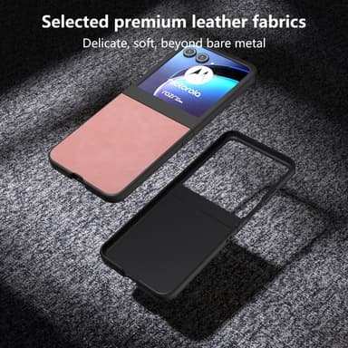 SKALO Motorola Razr 50 5G ABEEL PU Nahka Fold Suojakuori - Pinkki