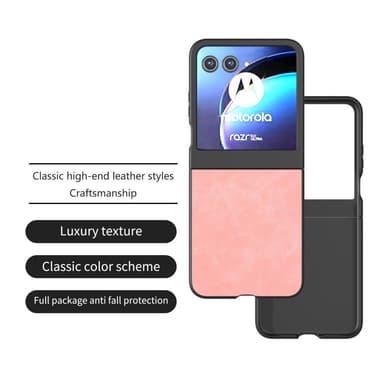 SKALO Motorola Razr 50 5G ABEEL PU Nahka Fold Suojakuori - Pinkki