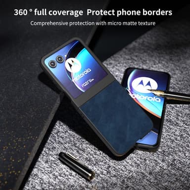 SKALO Motorola Razr 50 5G ABEEL PU Nahka Fold Suojakuori - Sininen