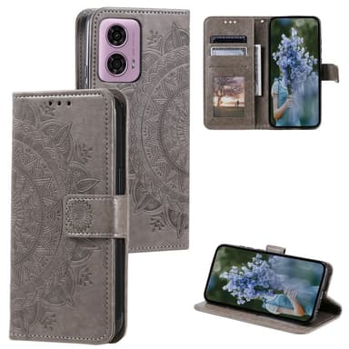 SKALO Motorola Moto G85 5G Mandala lompakkokotelo - Harmaa