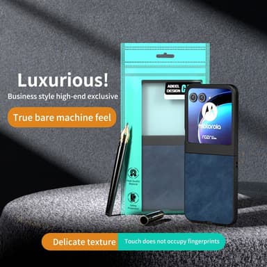 SKALO Motorola Razr 50 5G ABEEL PU Nahka Fold Suojakuori - Sininen